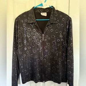 112. Hiroko Sequin Full 2 way Zip Black Jacket blazer